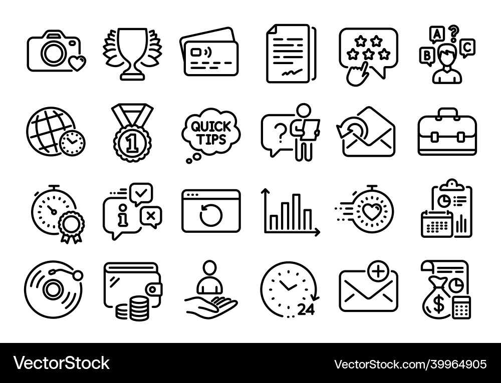 Set of timer winner and diagram graph line Set of timer winner and diagram graph line vector image