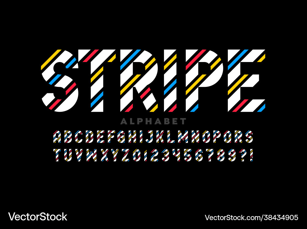 Striped style font Striped style font Vector Image