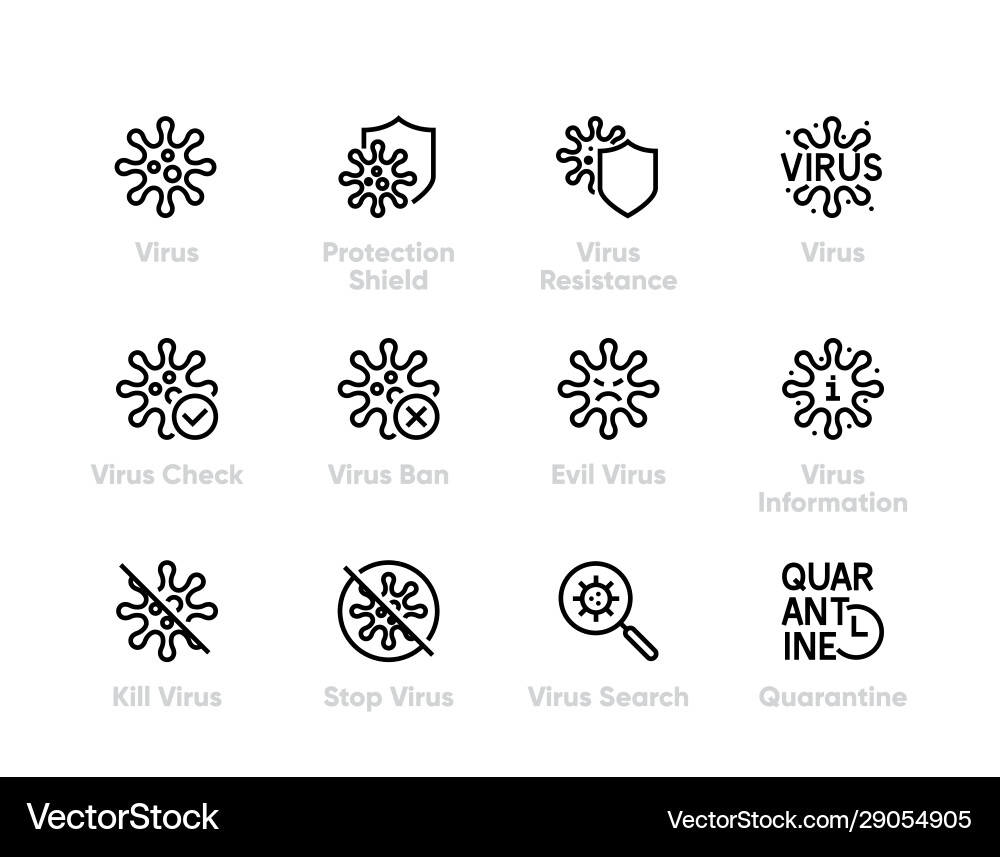 Virus icon set biohazard stop bacteria vector image