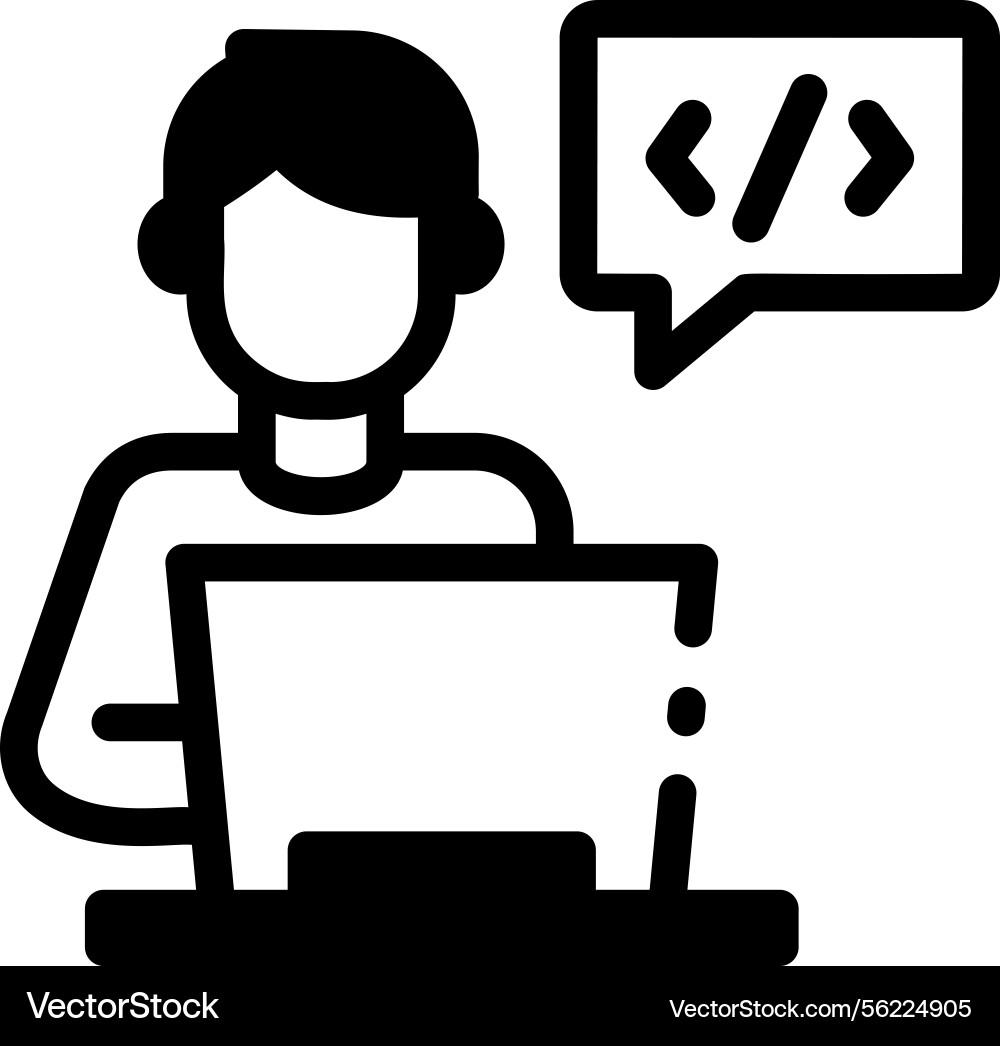 Weba line style icon of a programming student vector image