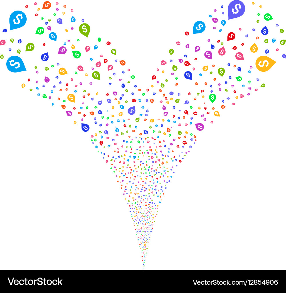 Banking map marker double fireworks stream vector image