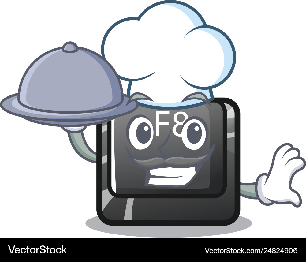 Chef with food f8 button installed on computer vector image