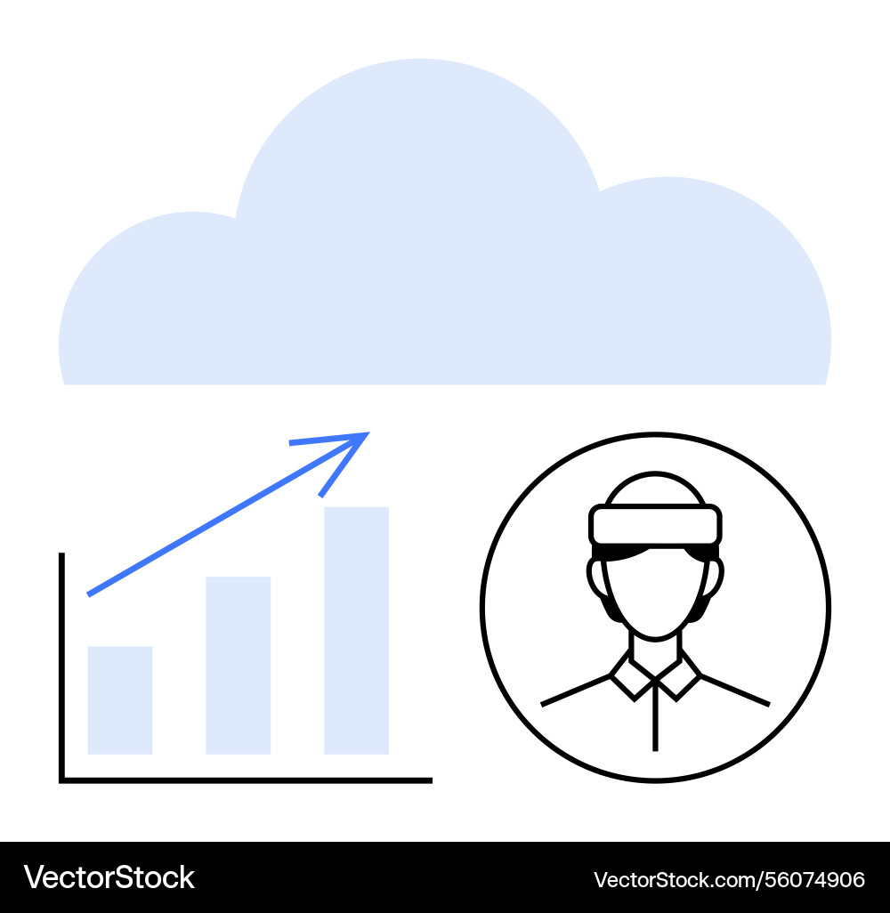 Cloud technology data growth and virtual reality Cloud technology data growth and virtual reality vector image