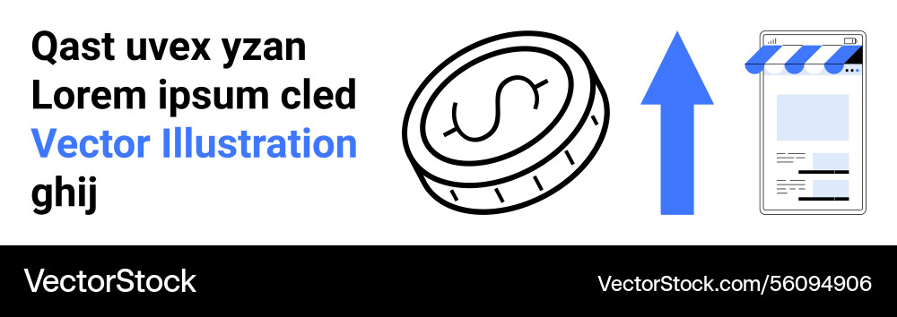 Coin with upward arrow pointing to online Vector Image