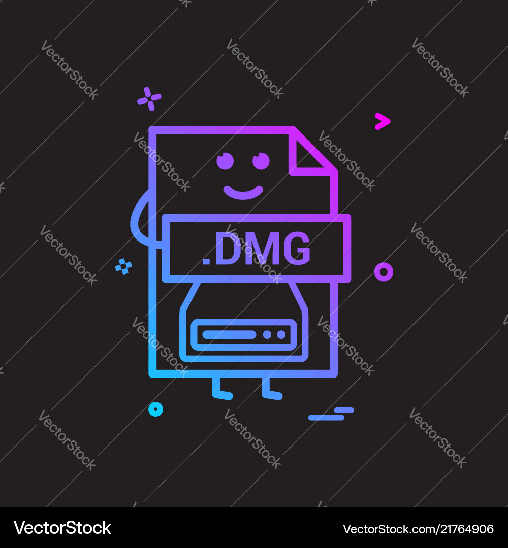 Computer dmg file format type icon design Vector Image