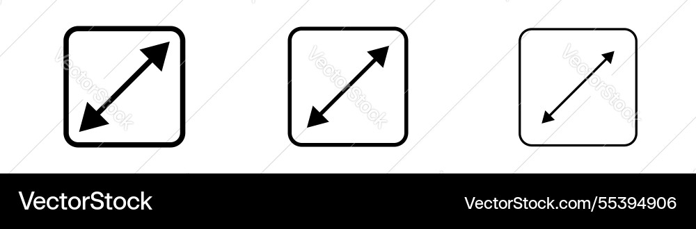 Expand icons in three different stroke lines Expand icons in three different stroke lines vector image