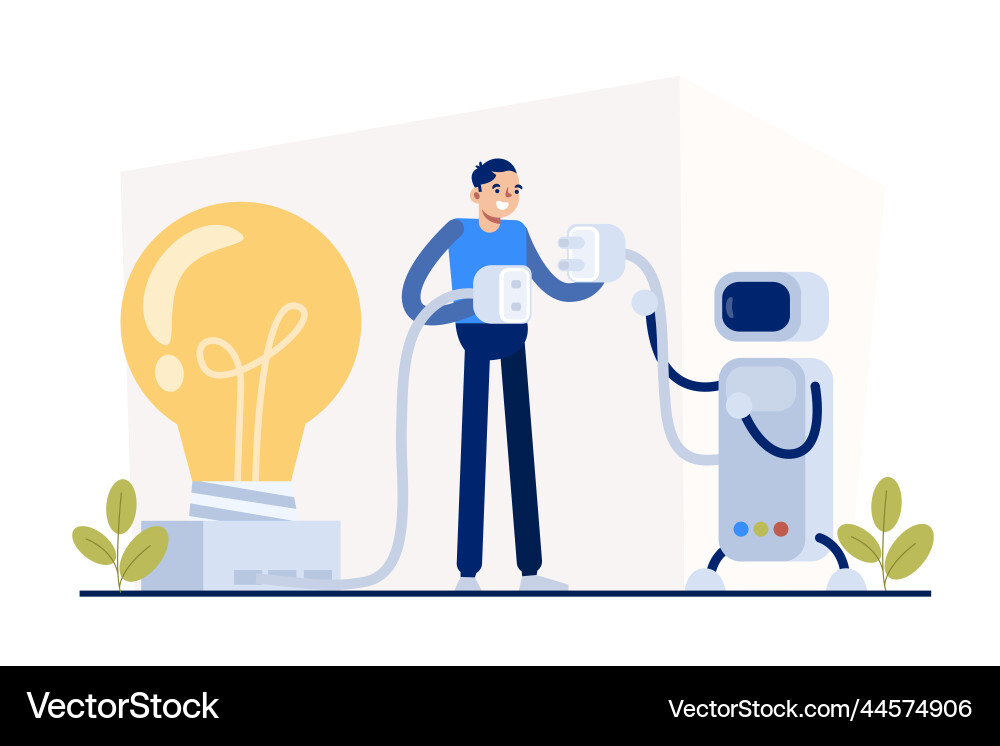 Flat design innovation concept with robot Flat design innovation concept with robot vector image