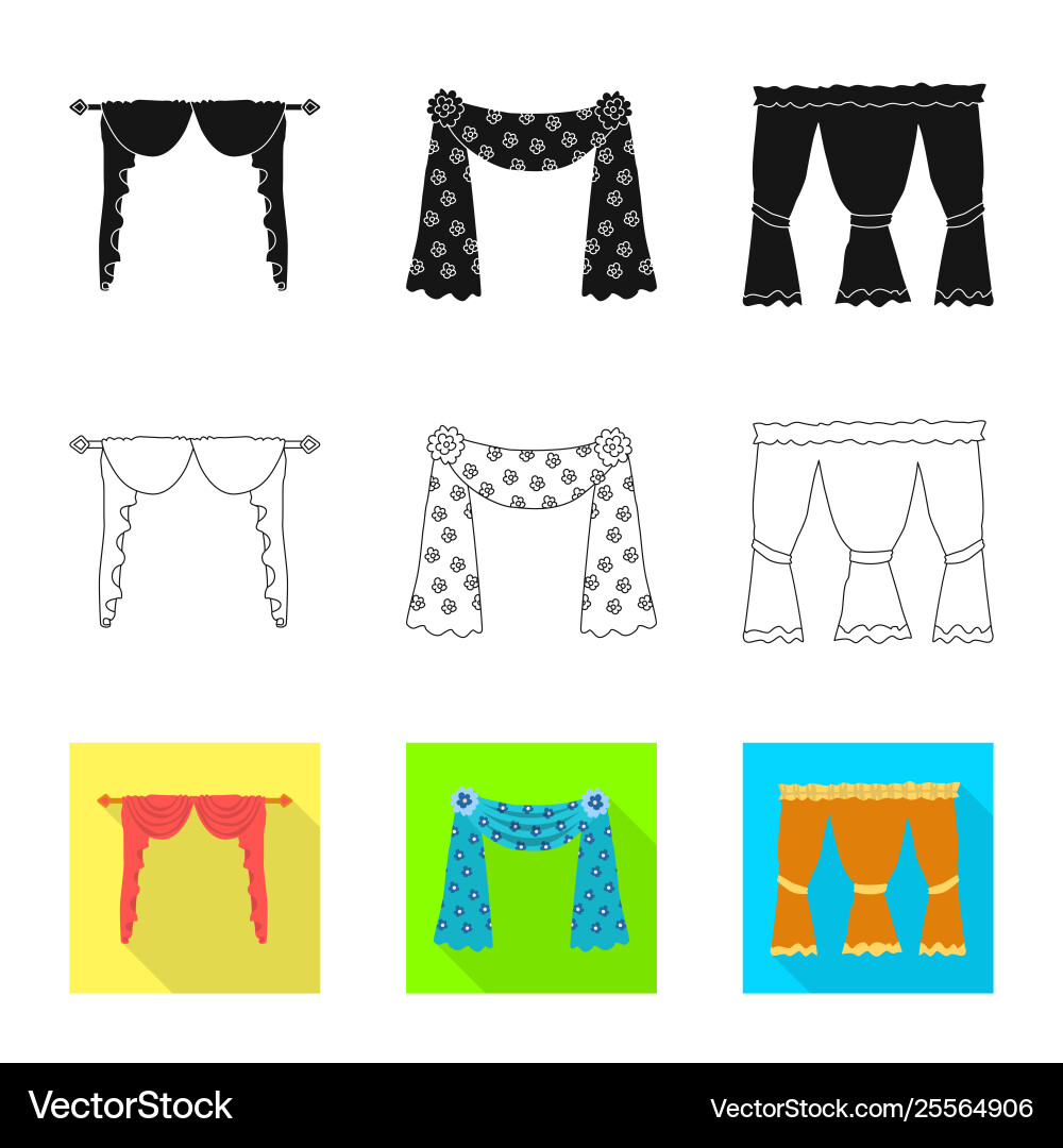 Isolated object curtains and drapes icon set Vector Image