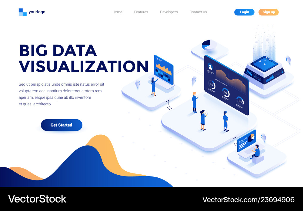 Isometric Big Data Visualization vector image
