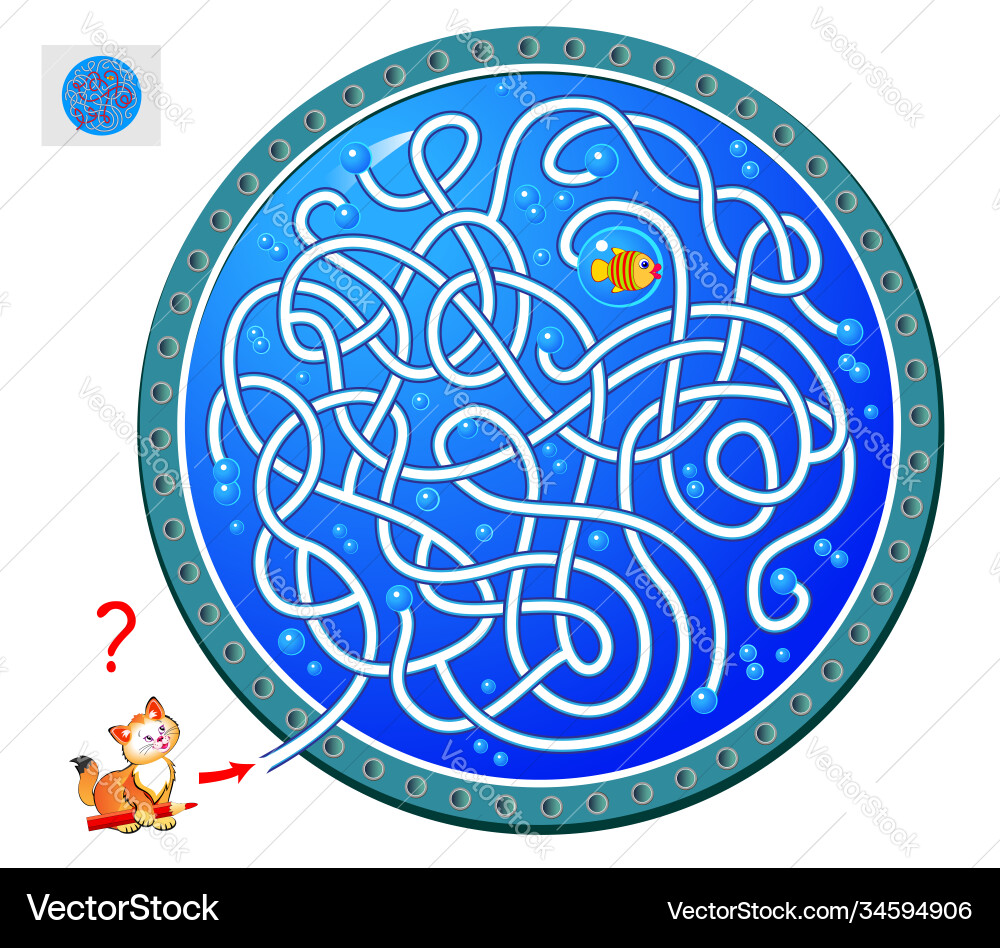 Logic puzzle game with labyrinth for children Vector Image