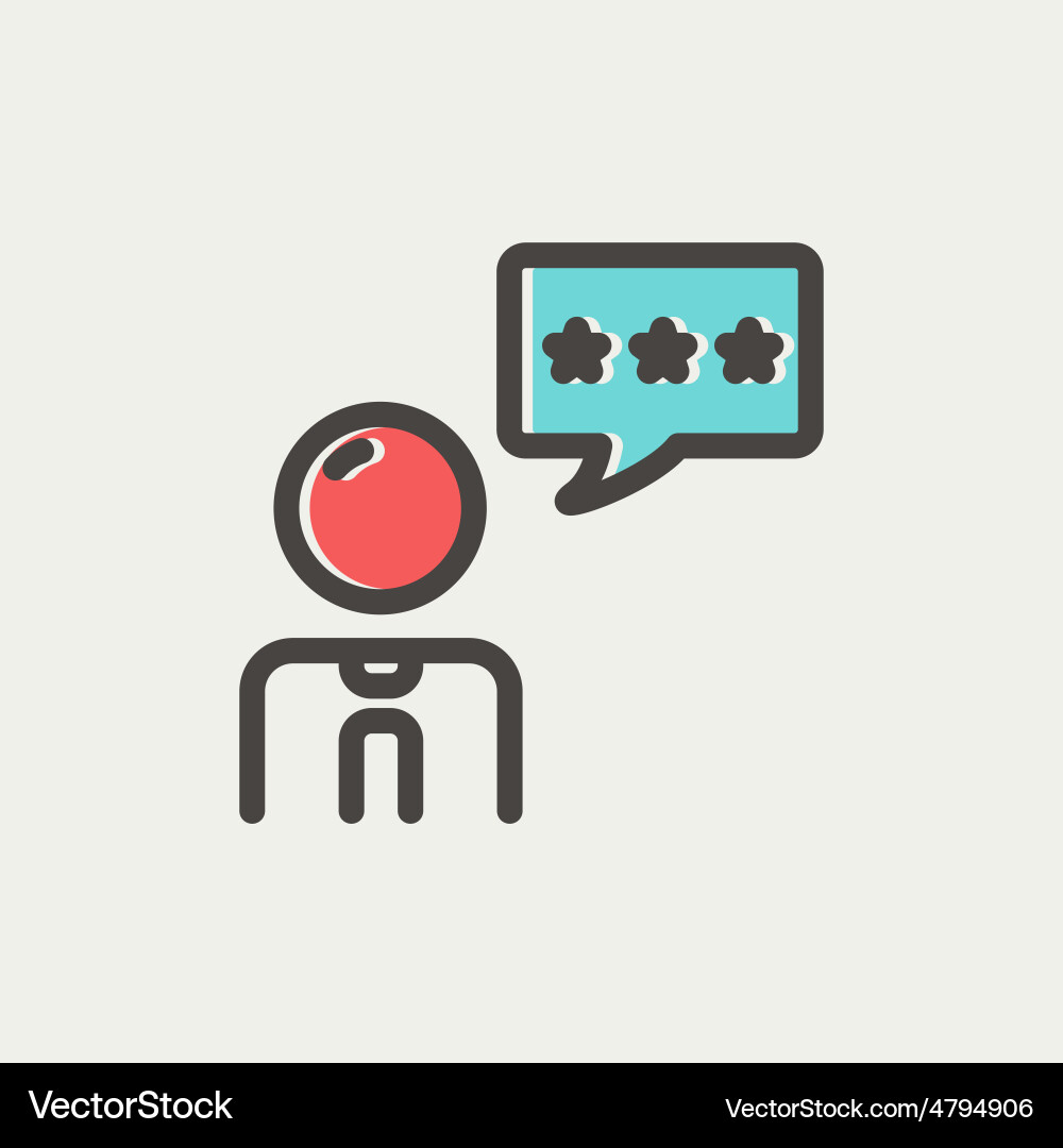 Man with three stars in speech bubble thin line vector image