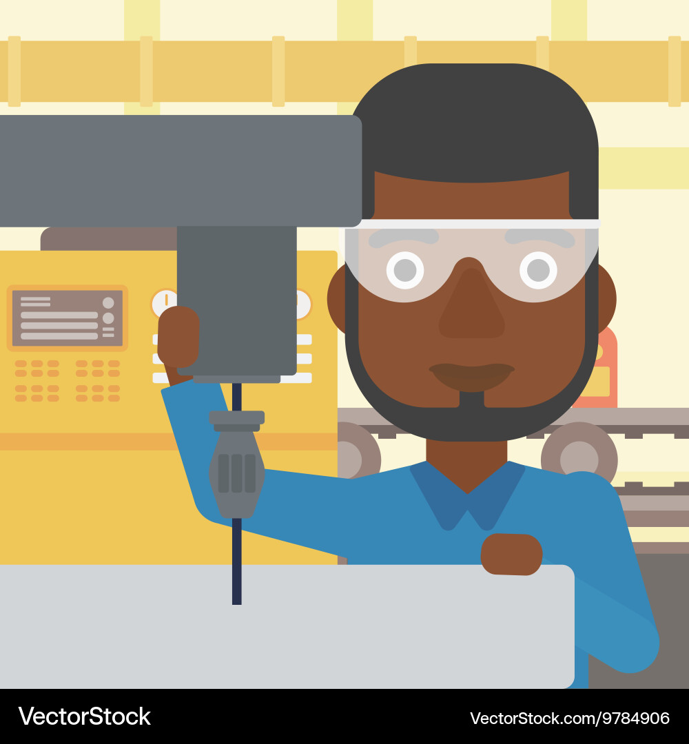 Man working on milling machine vector image