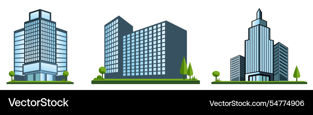 Modern building set featuring various Modern building set featuring various vector image
