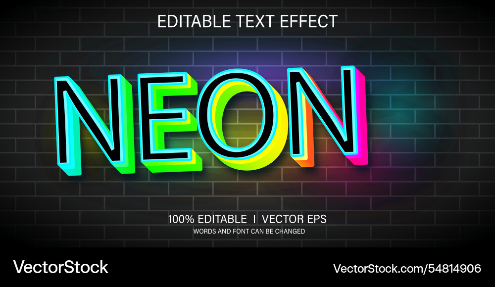 Neon text effect with modern style design Neon text effect with modern style design vector image