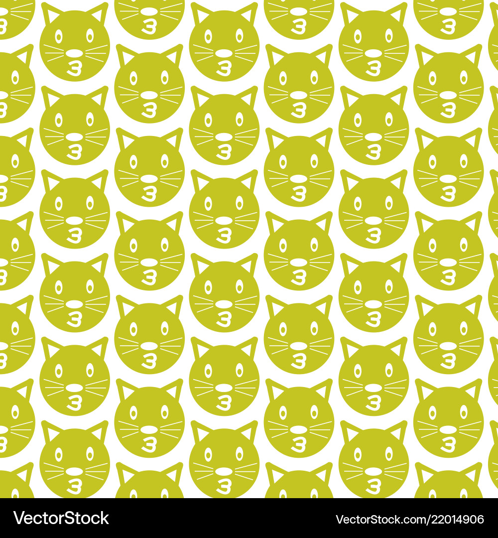 Pattern background cat face emotion icon vector image