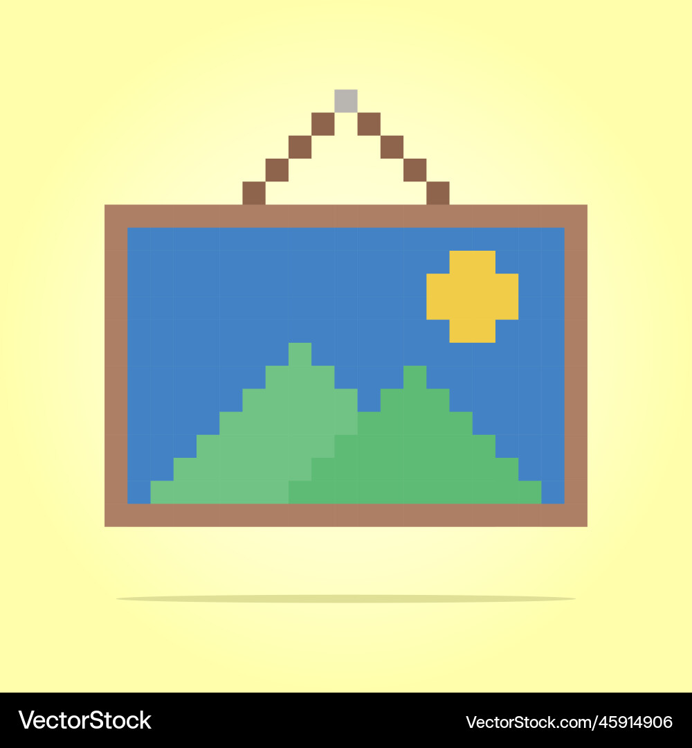 Pixel 8 bit frame of gallery game assets Vector Image