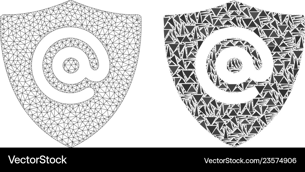 Polygonal network mesh email address shield Polygonal network mesh email address shield vector image
