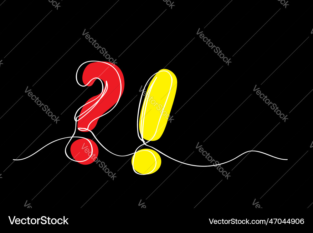Question mark and exclamation - single line 01d vector image