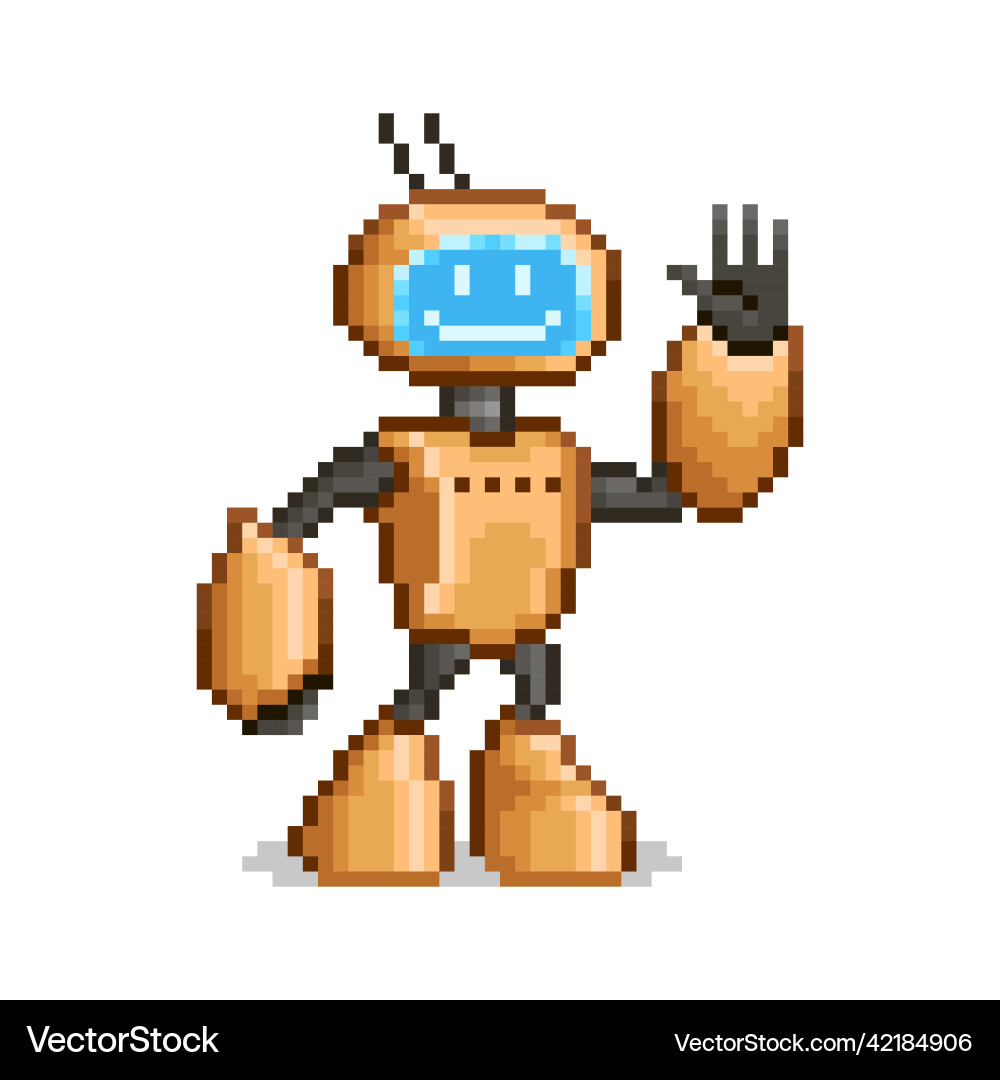 Red smiling anthropomorphic robot Vector Image
