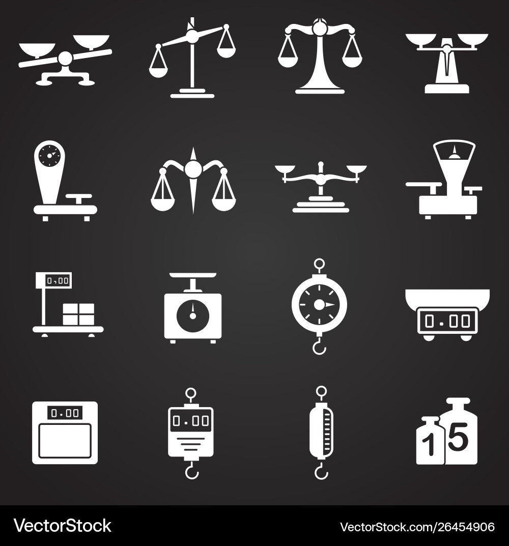 Scale related icons set on background for graphic Vector Image