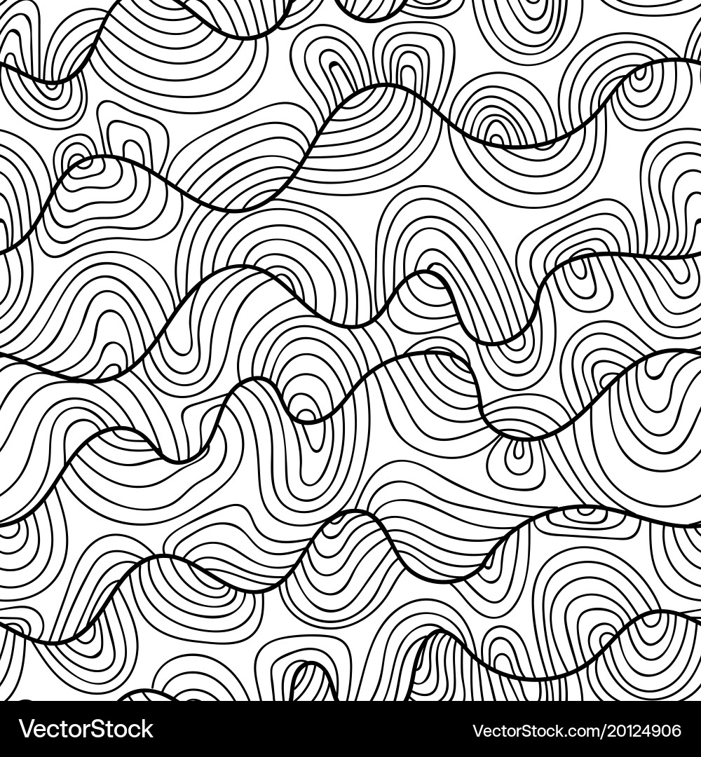 Seamless curve background drawing doodle style Vector Image