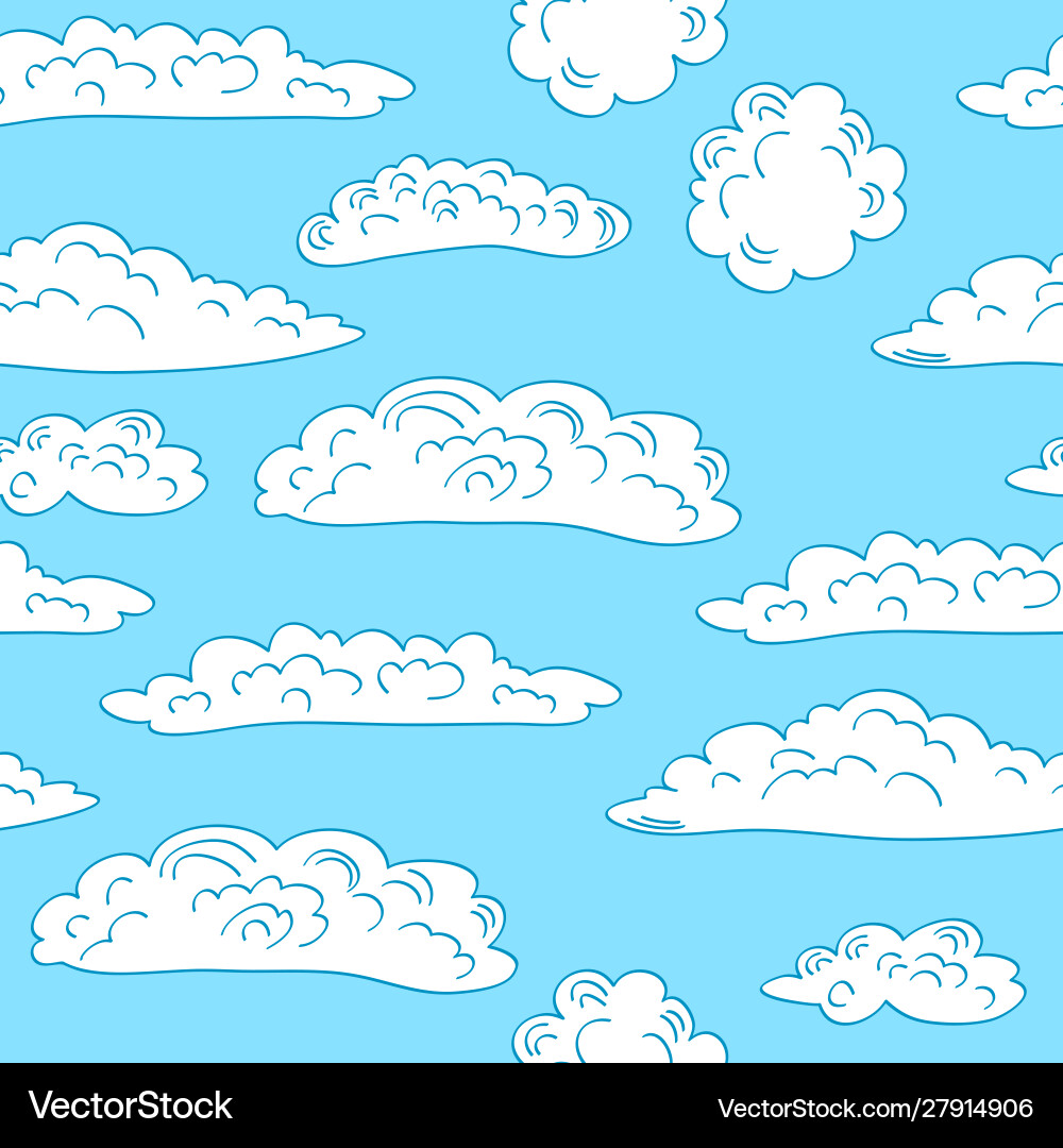 Seamless pattern with doodle clouds Vector Image