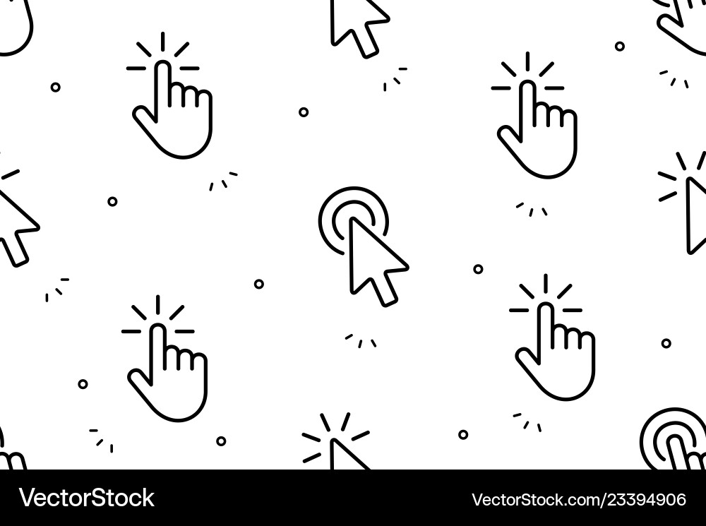 Seamless pattern with hand cursor and icons vector image