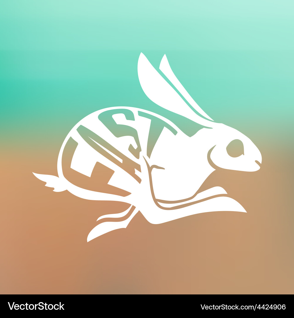 Silhouette of fast rabbit with text inside on blur Vector Image