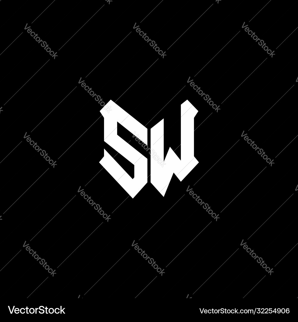 Sw logo monogram with shield shape design template Sw logo monogram with shield shape design template Vector Image