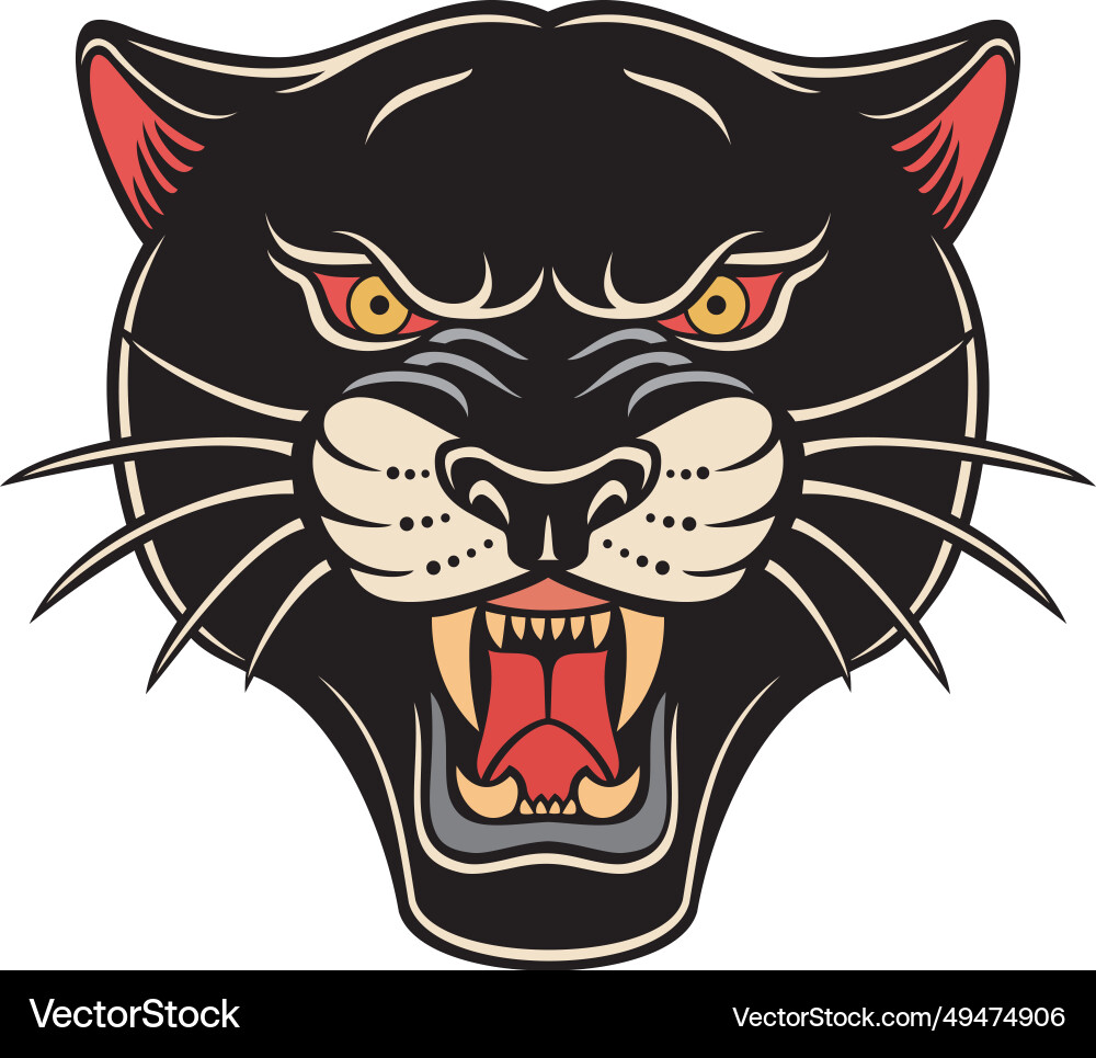 Traditional Panther Head Tattoo Vector Image