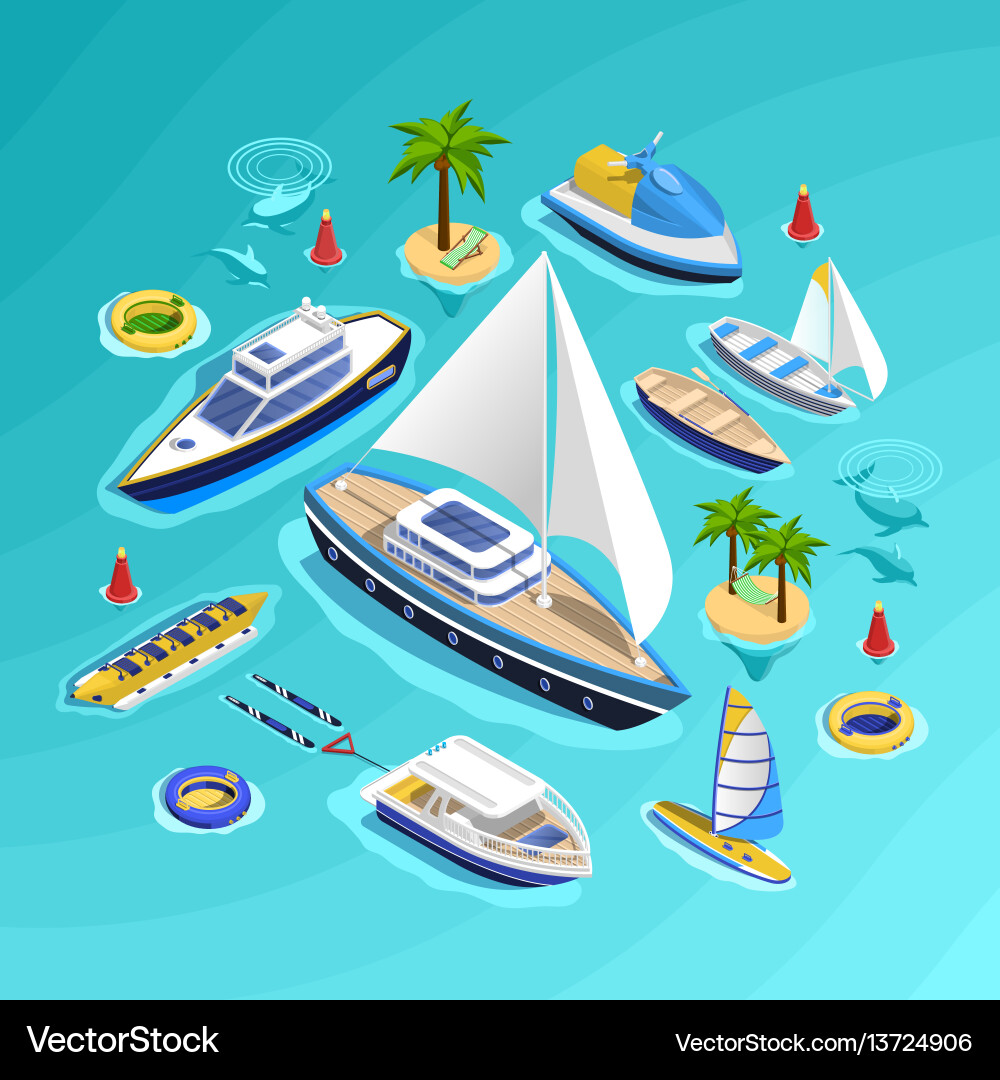 Water transport isometric collection Water transport isometric collection vector image