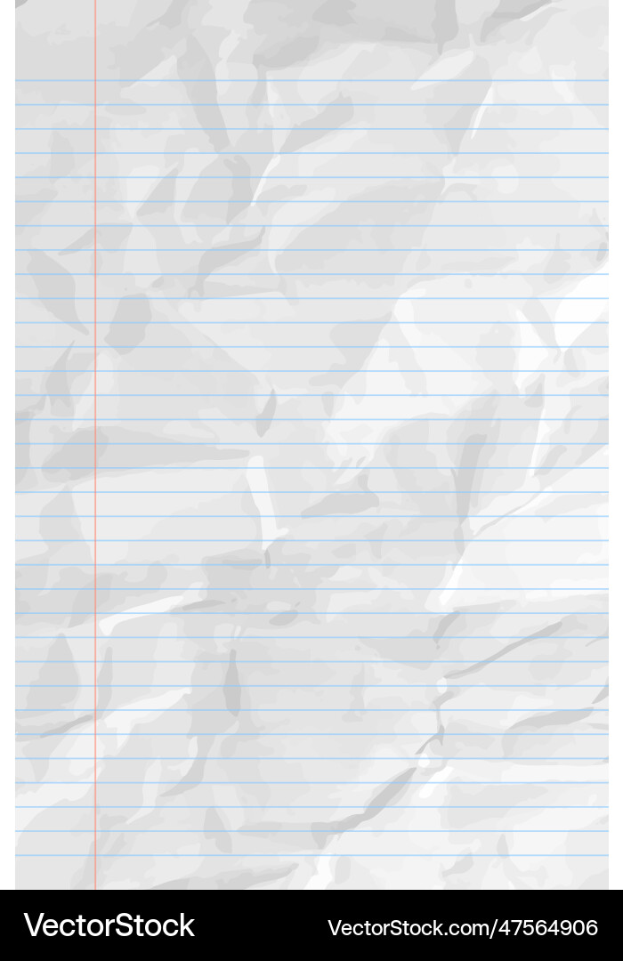 White lean crumpled notebook paper with lines White lean crumpled notebook paper with lines vector image