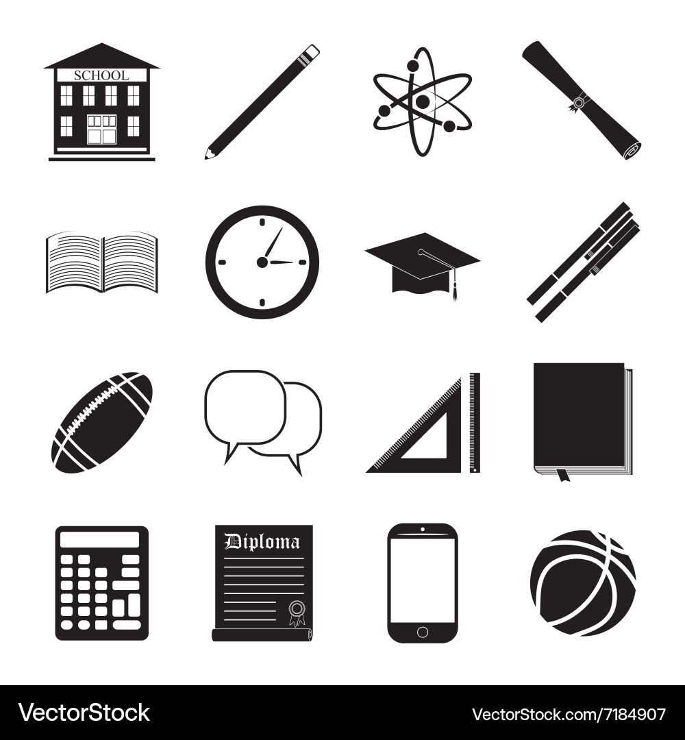 Back to school icon set building pen pensil Vector Image