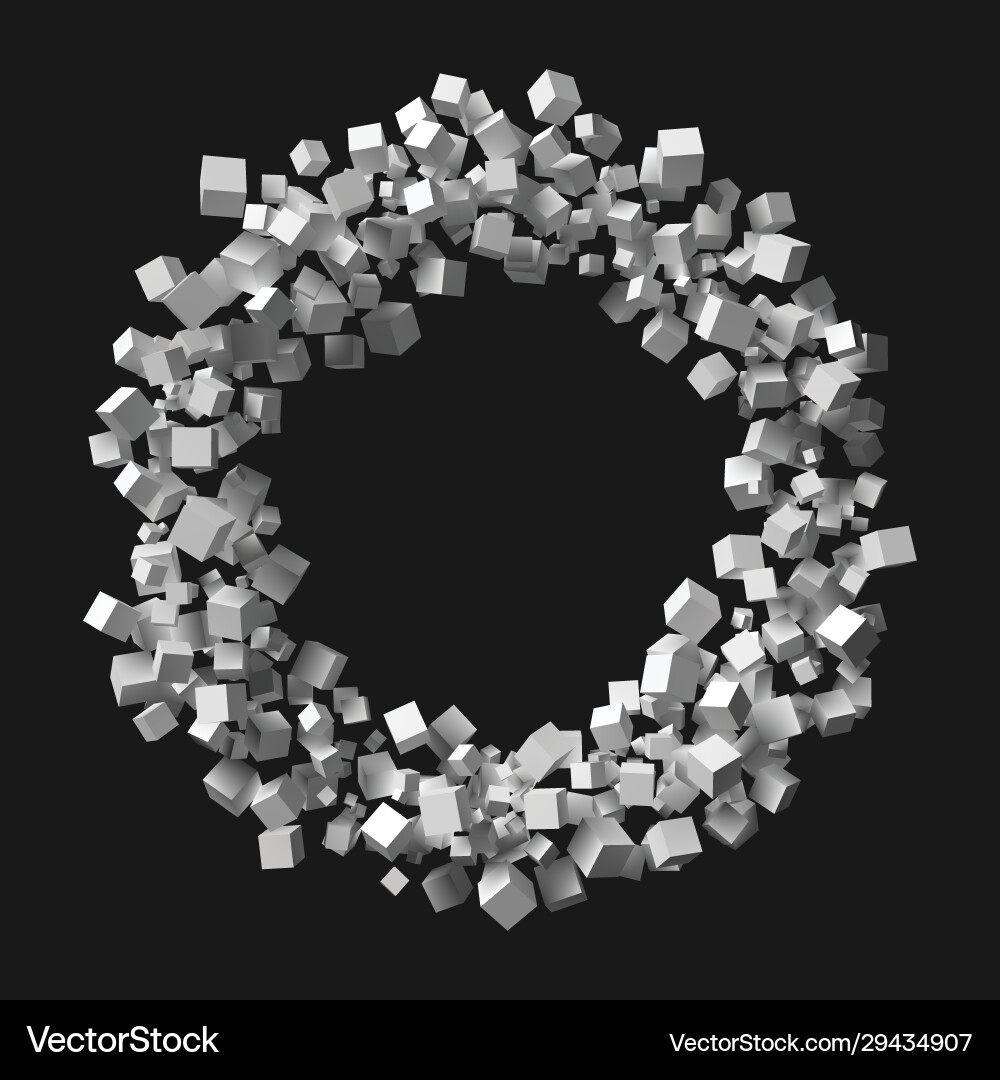 Big circular frame formed random sized cubes Big circular frame formed random sized cubes vector image