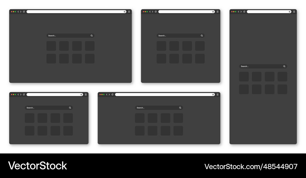Blank web browser window with toolbar and search Blank web browser window with toolbar and search vector image