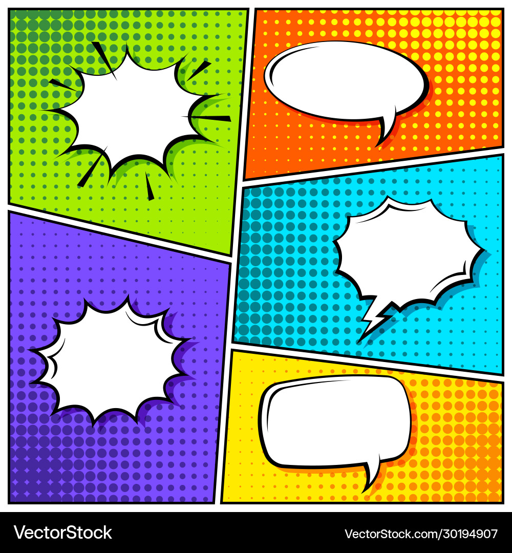Cartoon comic backgrounds set speech bubble Cartoon comic backgrounds set speech bubble vector image