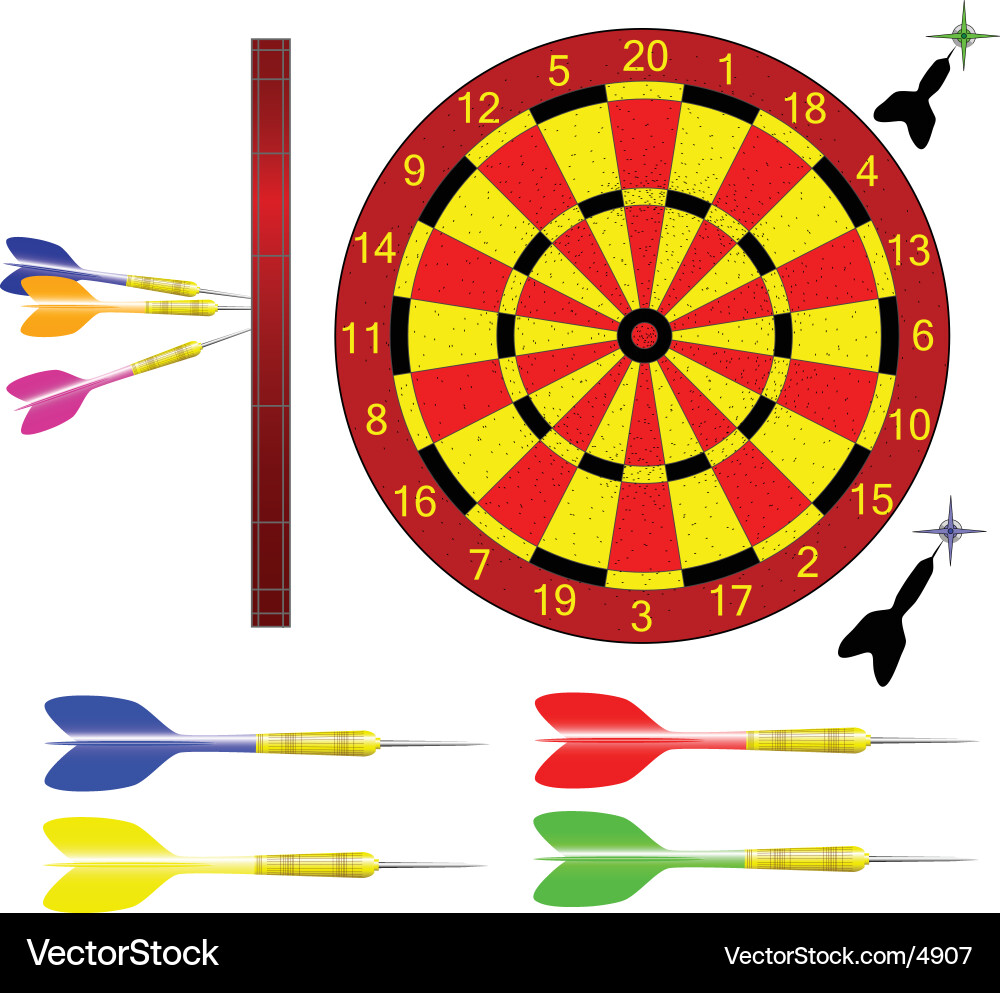 Dart Game with Board and Targets vector image