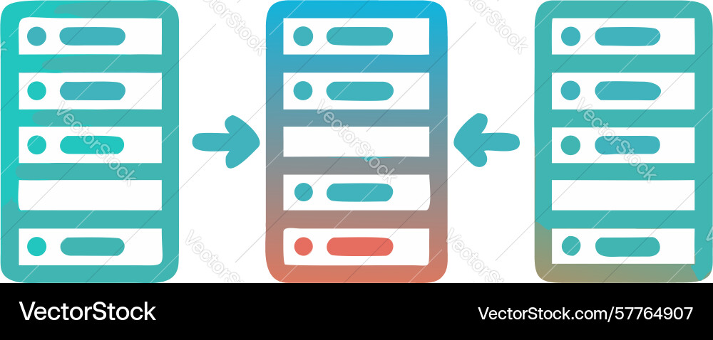 Data transfer between servers icon for network vector image