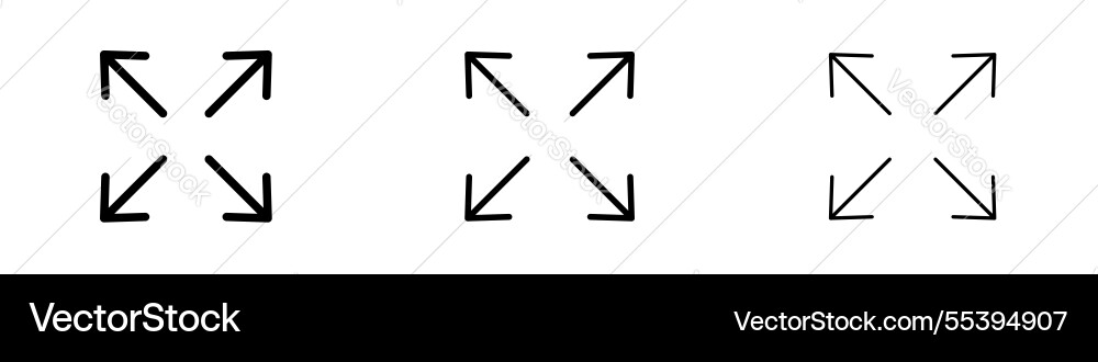 Expand icons in three different stroke lines Expand icons in three different stroke lines vector image
