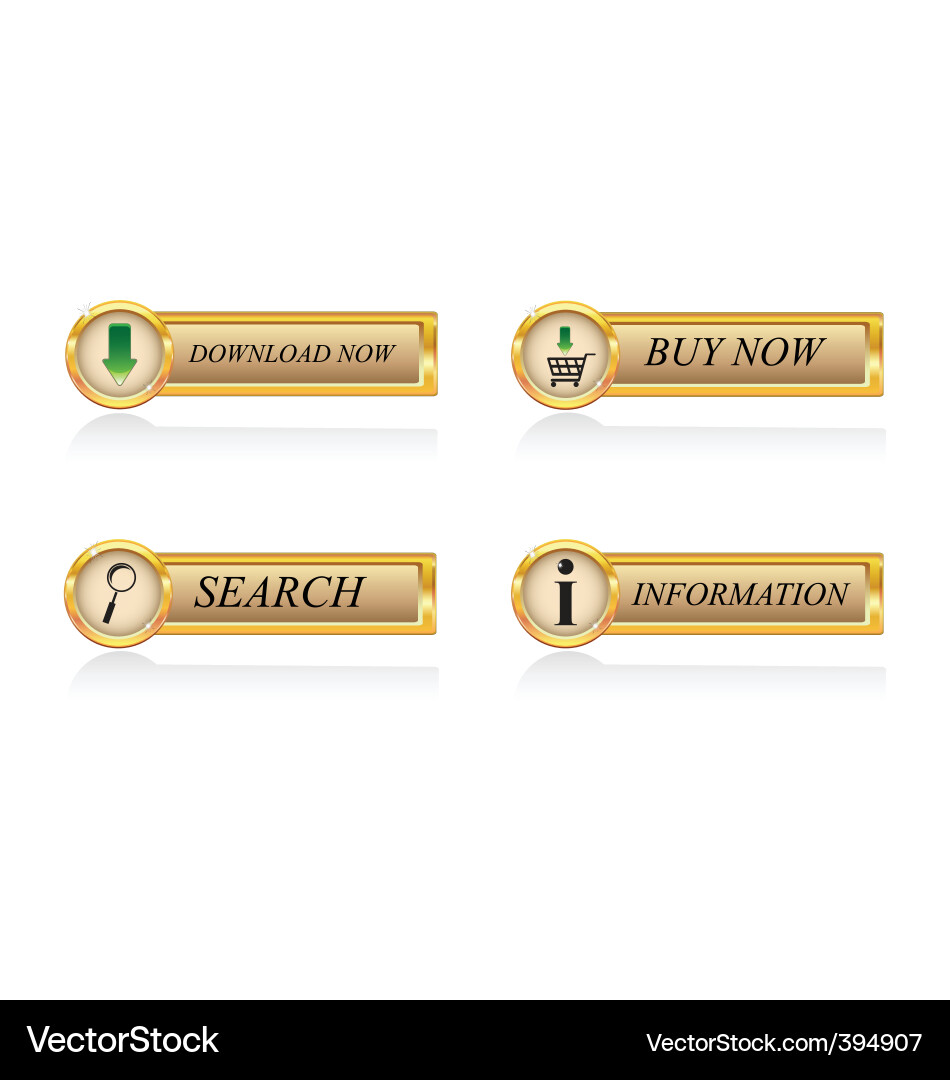 Gold Button Set - Collection Vector Image