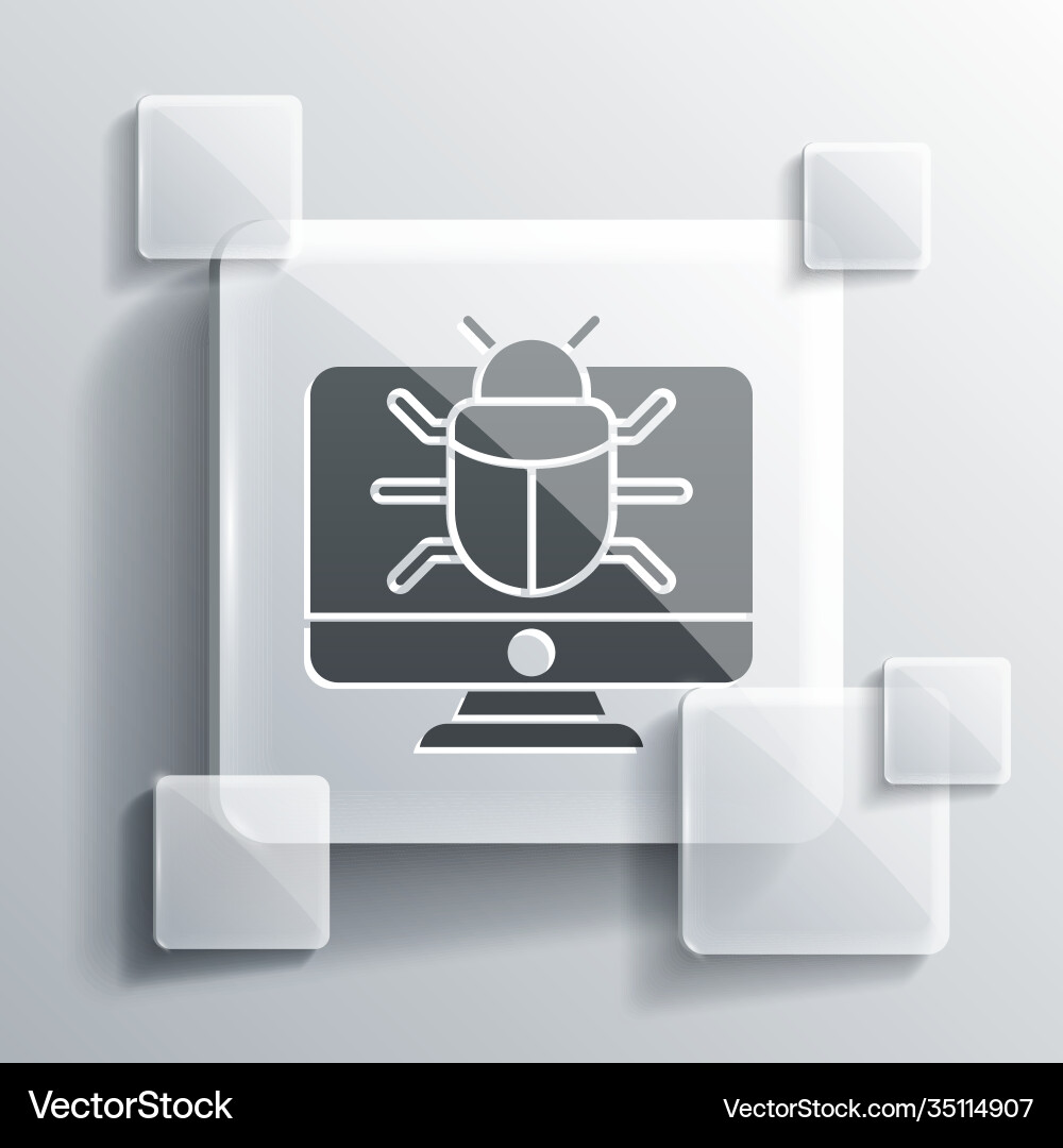 Grey system bug on monitor icon isolated Grey system bug on monitor icon isolated vector image
