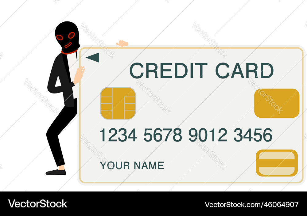 Image of a hacker aiming for credit card Vector Image