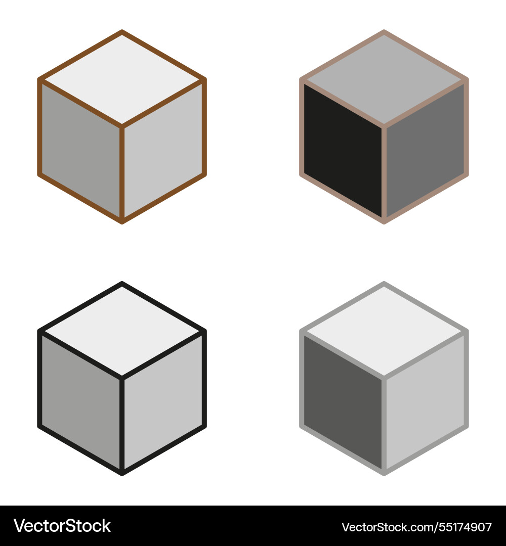 Isometric cube shapes geometric block icons Isometric cube shapes geometric block icons vector image
