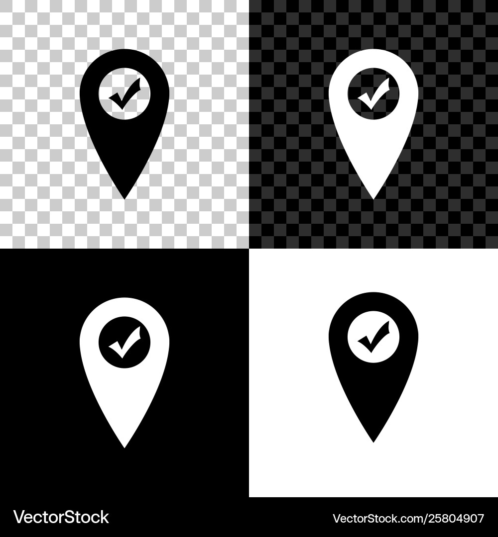 Kartenzeiger mit Kontrollzeichen Icon isoliert auf schwarz Kartenzeiger mit Kontrollzeichen Icon isoliert auf schwarz Vektorbild