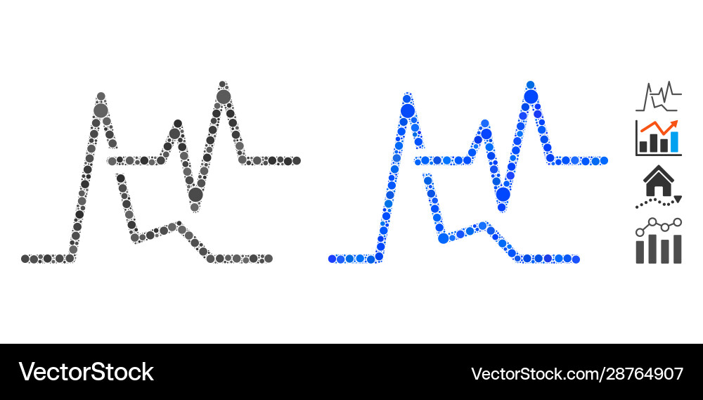 Line graphs composition icon circle dots vector image