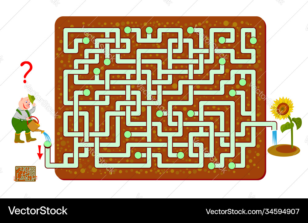 Logic puzzle game with labyrinth for children Logic puzzle game with labyrinth for children Vector Image