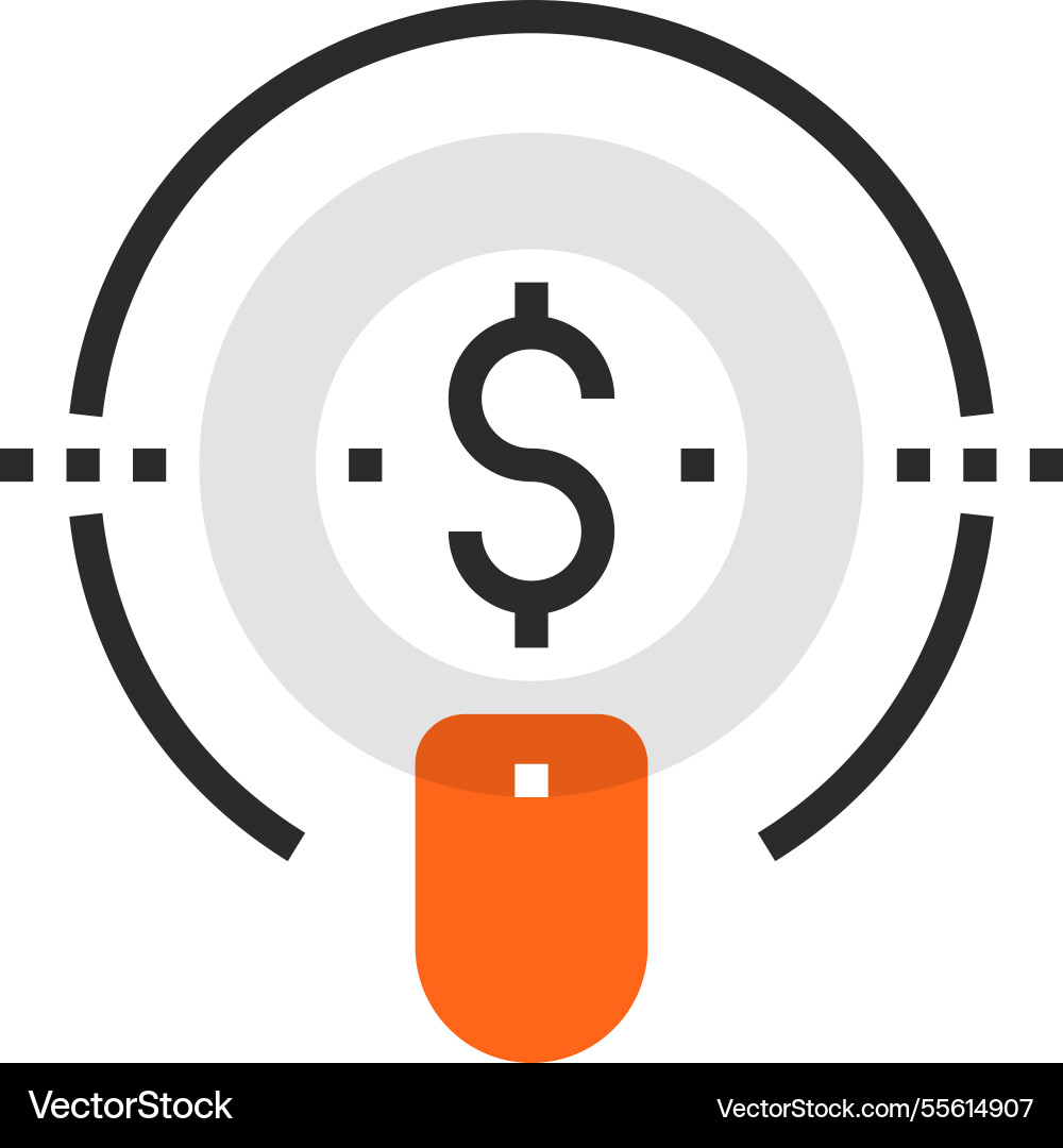 Pay per click flat line web icon concept vector image