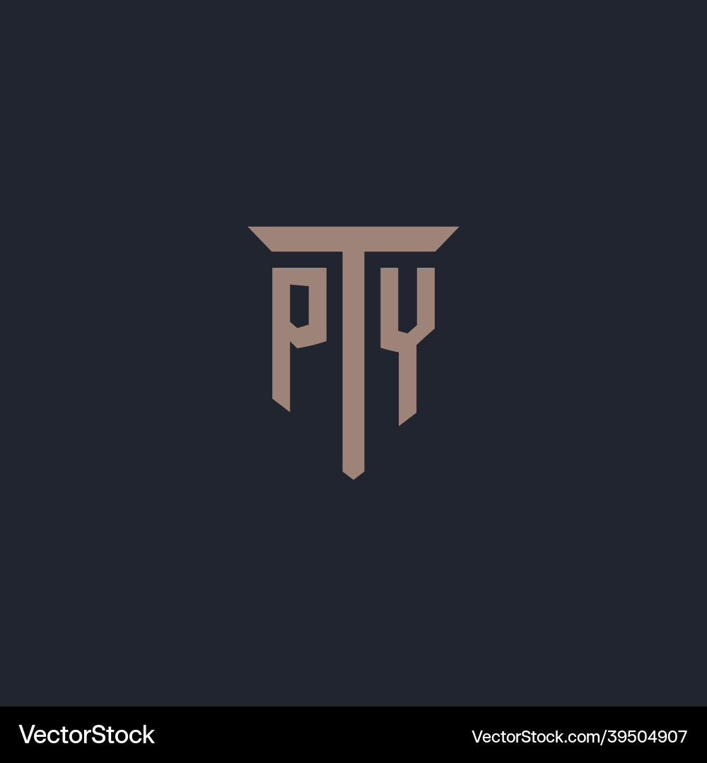 Py initial logo monogram with pillar icon design Py initial logo monogram with pillar icon design Vector Image