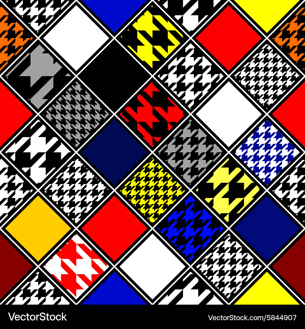 Retro hounds-tooths diagonal pattern vector image