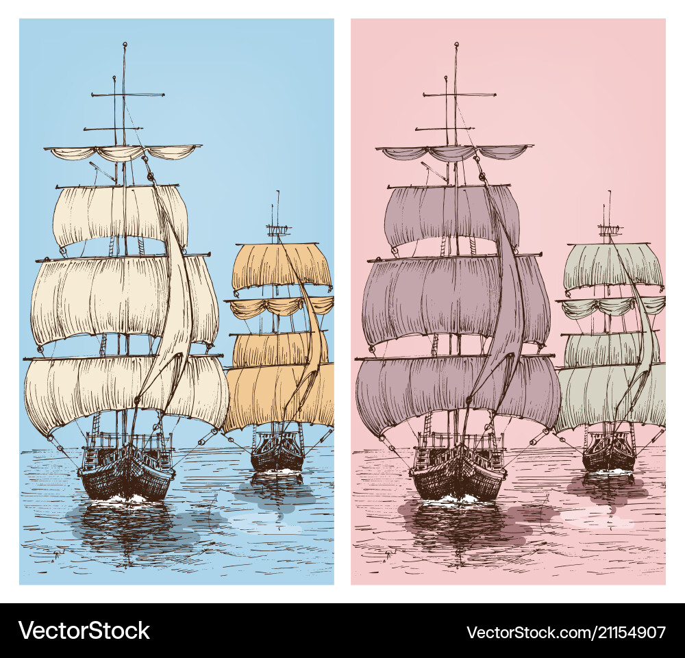 Sailing wallpapers or sailboats retro design Sailing wallpapers or sailboats retro design vector image